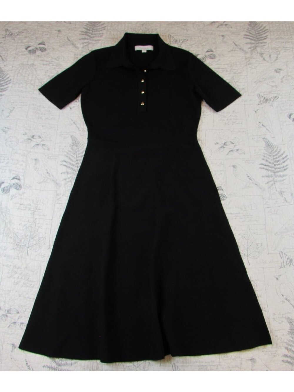 NEW $279 Brooks Brothers Dress Short Slv Knit Viscose dress gold buttons XS